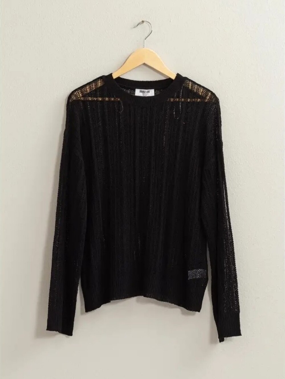 Double Zero Black Sheer Knit Long-Sleeve Sweater